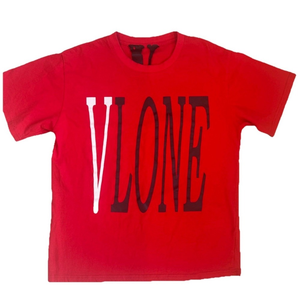 Vlone Staple Mens Red Black Short Sleeve Crew Neck T-Shirt Sz L Streetwear